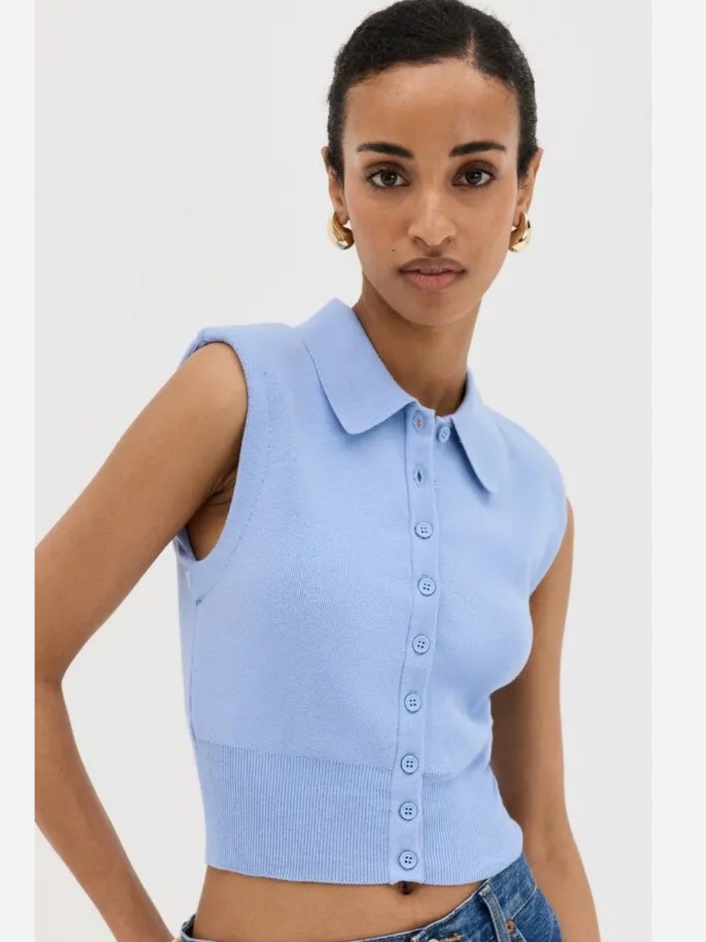Staud Nola Cropped Sweater in light Blue Small